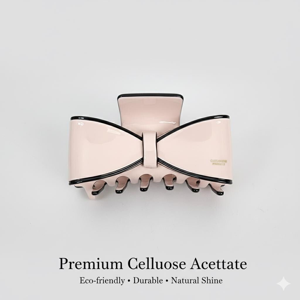 Pastel Color Large Bow Ribbon Hair Claw Clip (3.0 Inch) / Luxurious French Hair Pin / Hair Accessory for Woman