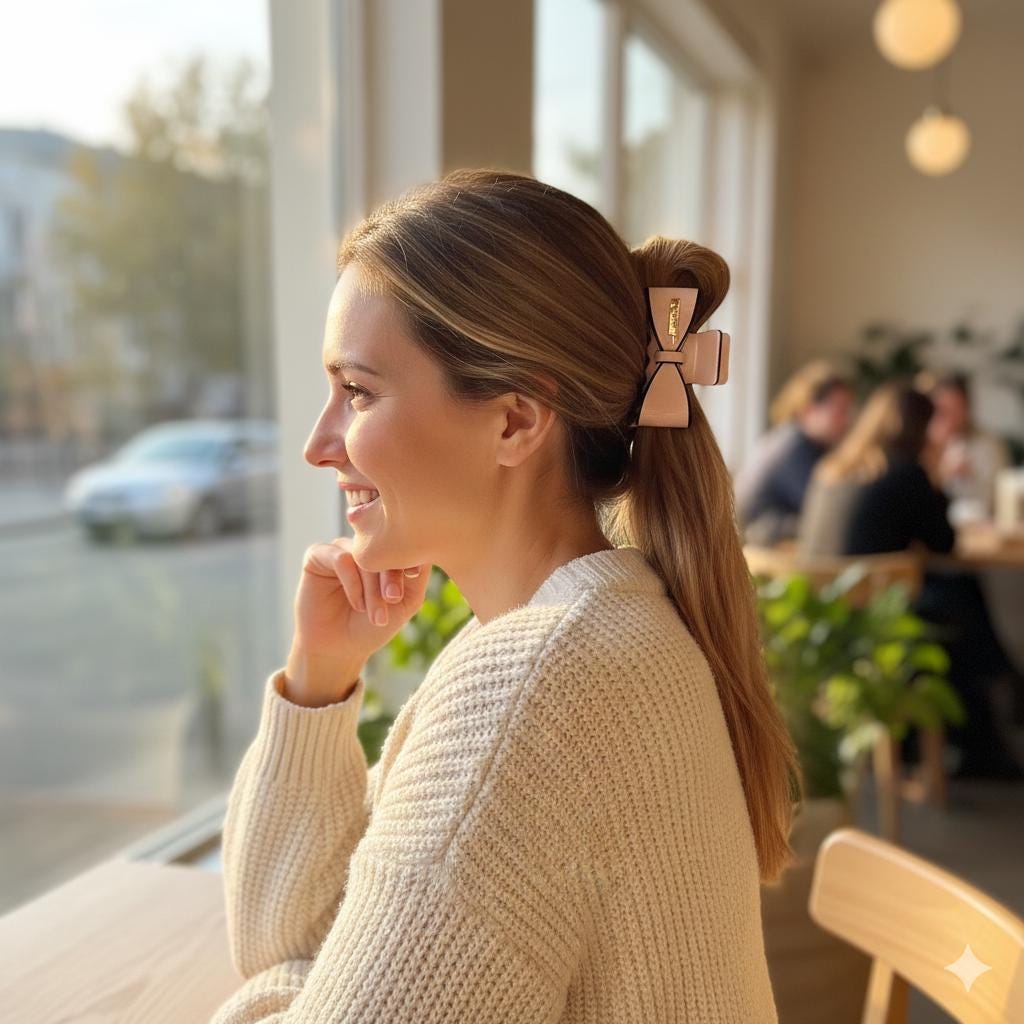 Pastel Color Large Bow Ribbon Hair Claw Clip (3.0 Inch) / Luxurious French Hair Pin / Hair Accessory for Woman