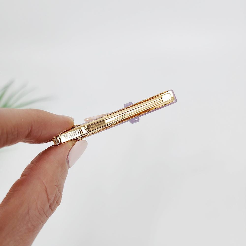 Cubic Point Mini Ribbon Hair Clip (2.6 Inch) / Small French Hair Pin / Alligator Clip for Woman