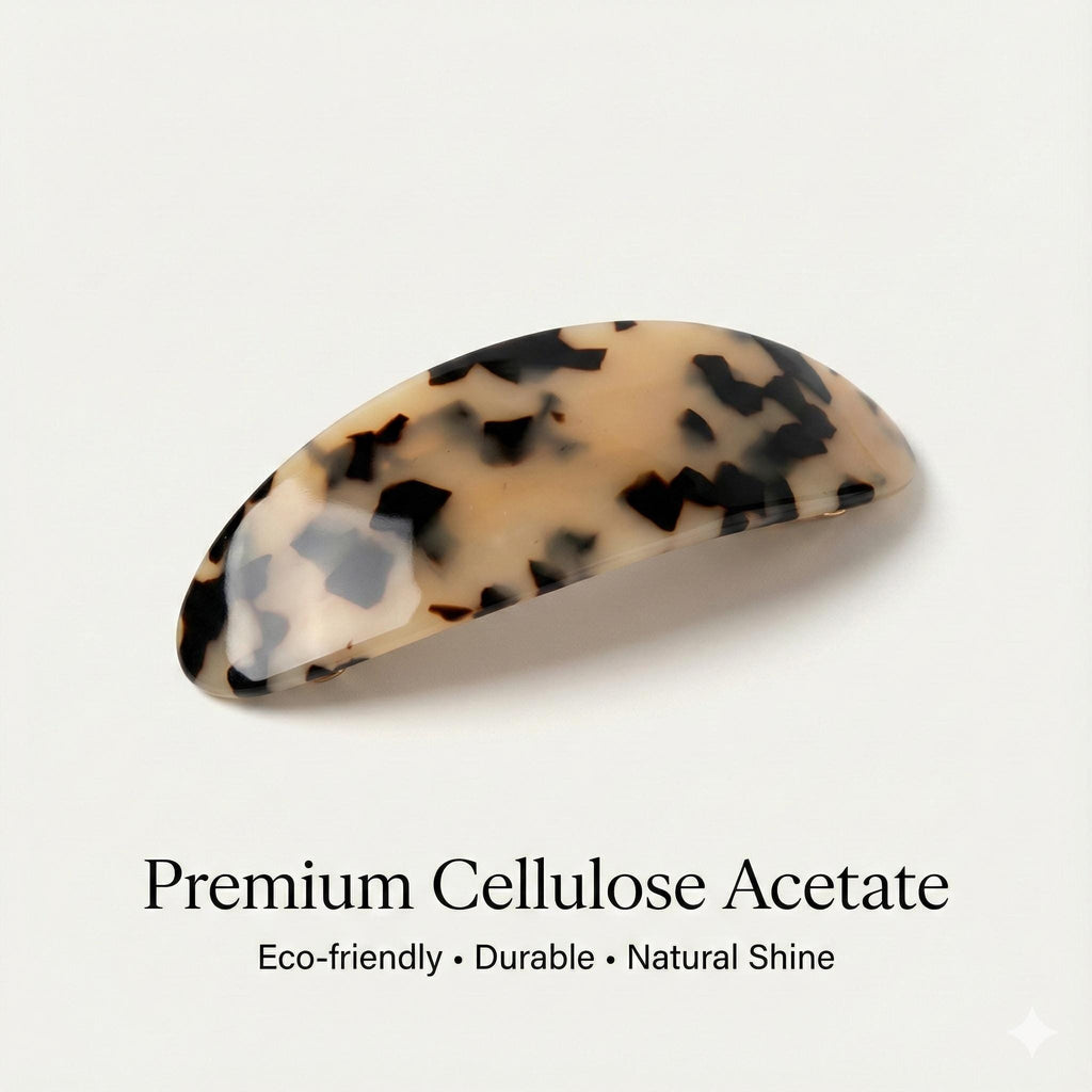 Leopard Round Oval Hair Barrette (3.7 Inch) / Tortoise Shell French Hair Pin / Hair Accessory for Woman / Automatic Hair Clip