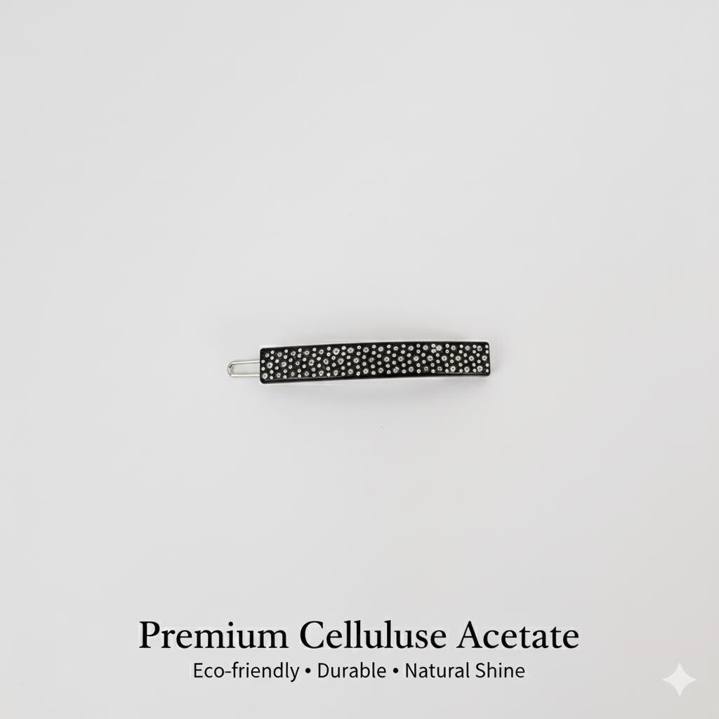 Black Short Square Bobby Pin with Cubic (2.0 Inch) / Cute French Hair Pin / Hair Accessory for Woman / Bow Barrette for Thin Hair