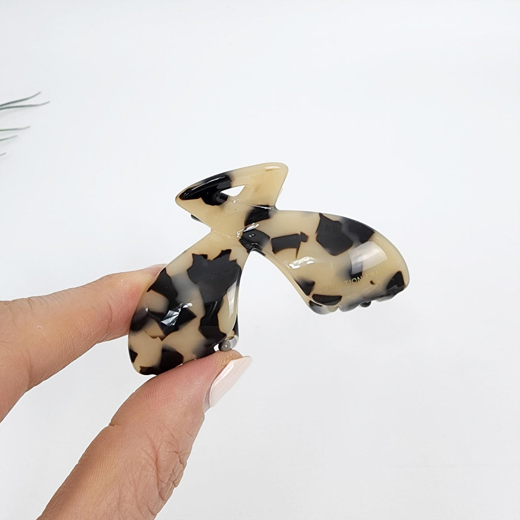 Leopard Heart Shape Medium Size Hair Clip / Tortoise Marble French Hair Pin / Hair Barrette for Woman