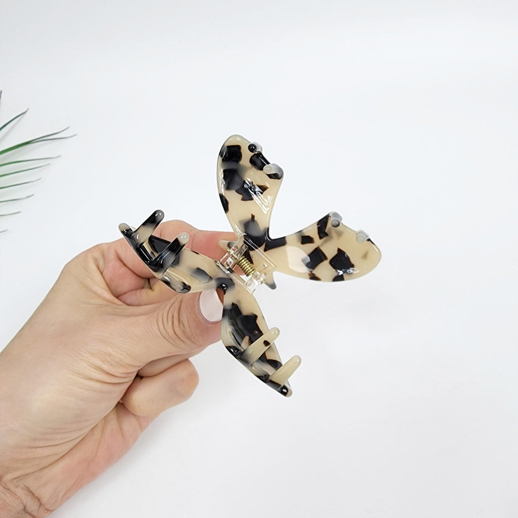 Leopard Heart Shape Medium Size Hair Clip / Tortoise Marble French Hair Pin / Hair Barrette for Woman