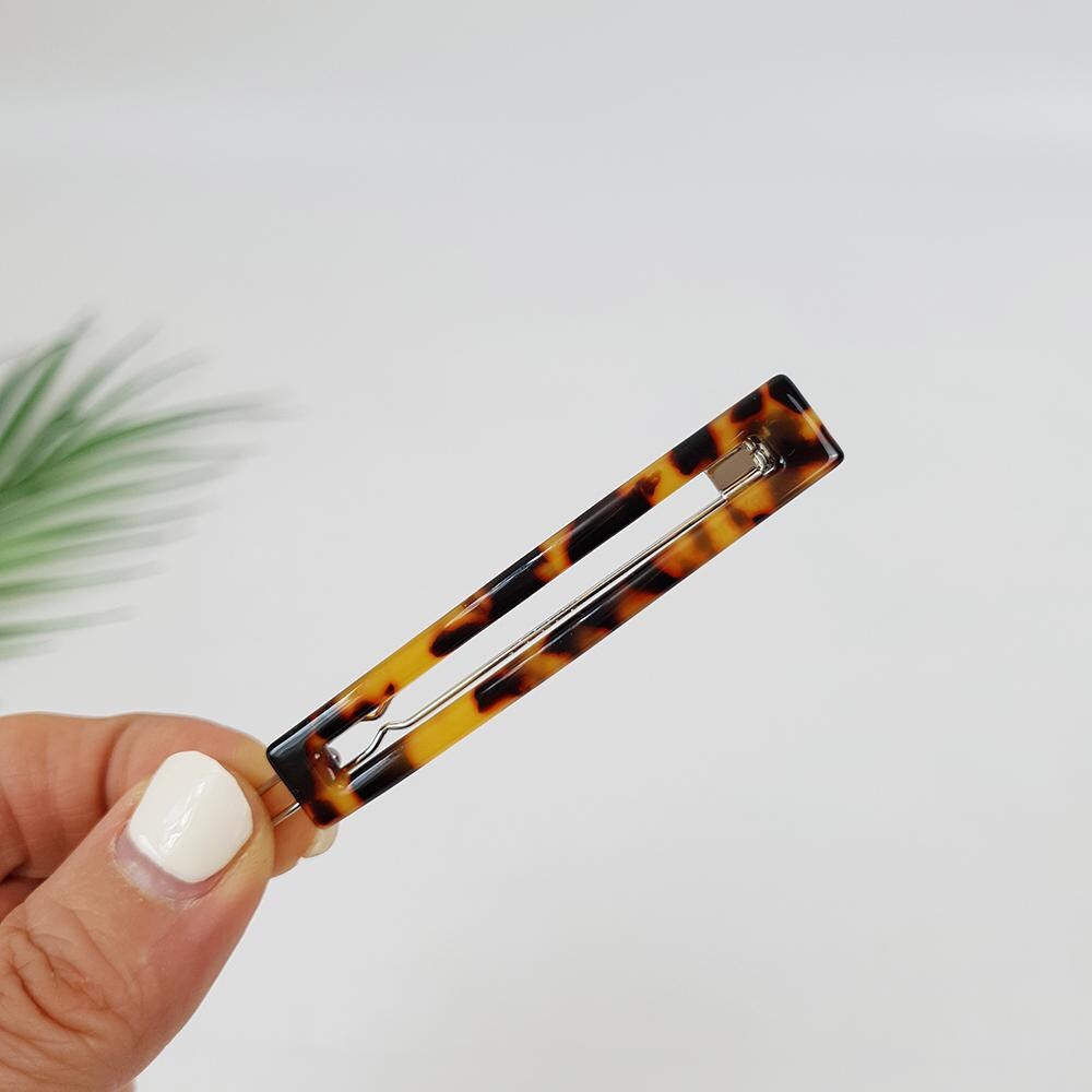 Leopard Aurora Long Square Frame Bobby Pin (2.6 Inch) / Tortoise Marble French Hair Pin Clip / Bow Barrette for Thin Hair