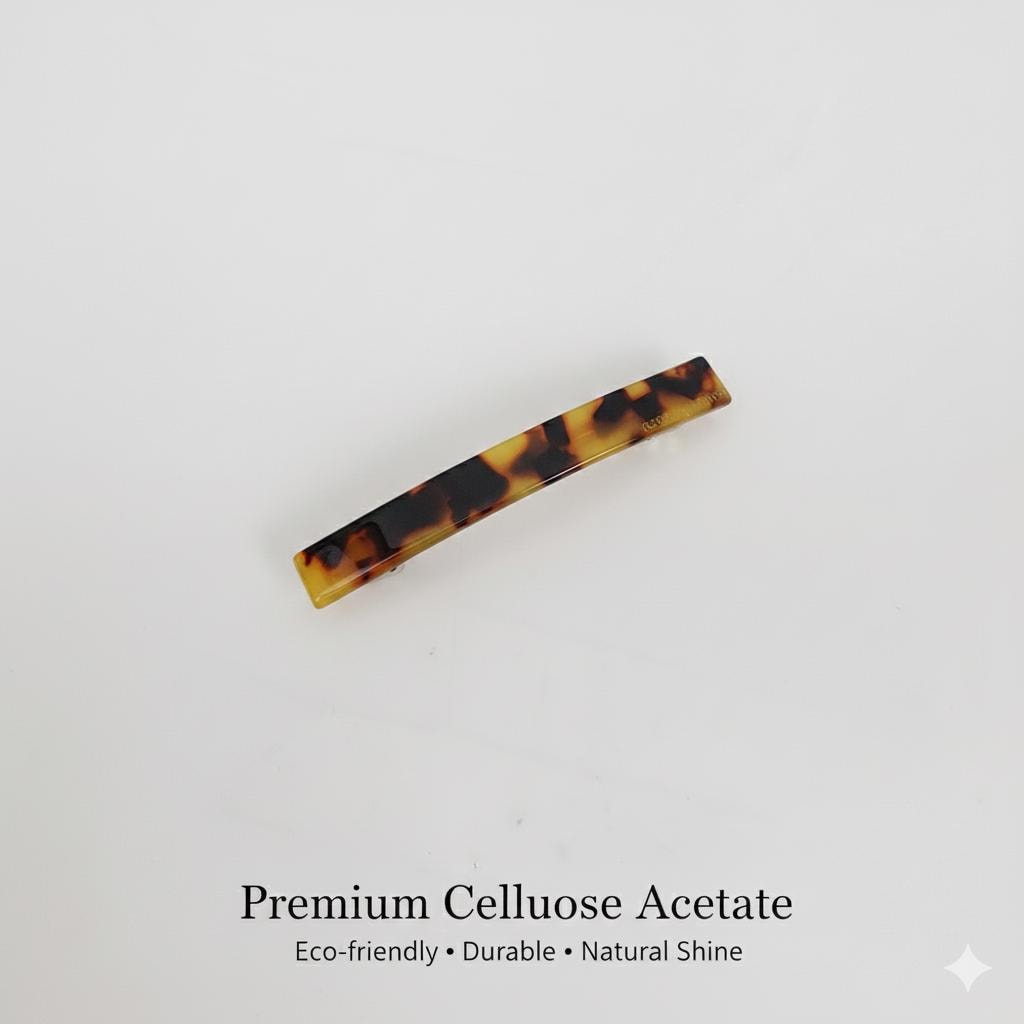 Leopard Aurora Simple Line Hair Barrette (3.1 Inch) / Tortoise Marble French Hair Pin / Hair Accessory for Woman / Automatic Hair Clip