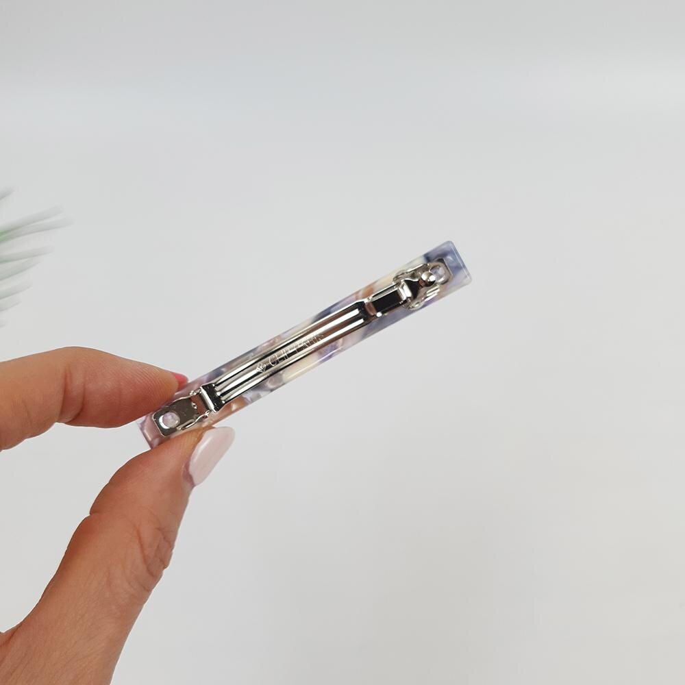 Leopard Aurora Simple Line Hair Barrette (3.1 Inch) / Tortoise Marble French Hair Pin / Hair Accessory for Woman / Automatic Hair Clip