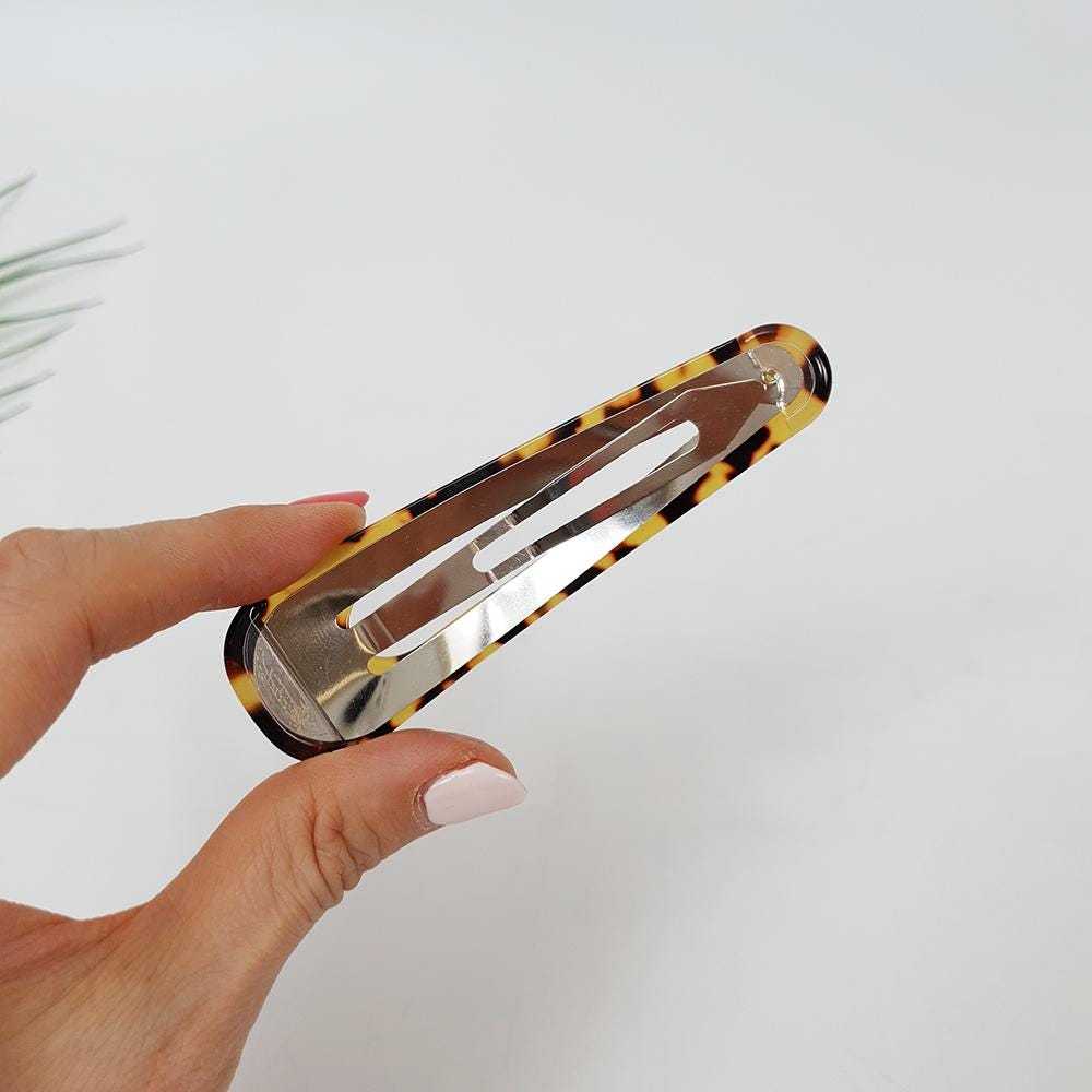 Leopard Aurora Triangle Big Snap Clip (3.7 Inch) / Tortoise Marble Hairgrip Barrette / Tic Tac Hair Clip Pin / French Hair Pin