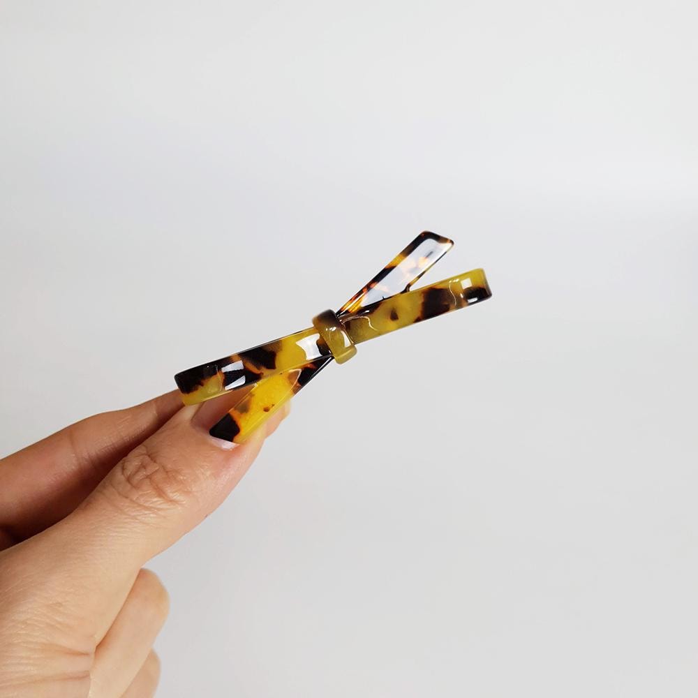 Cellulose Simple Ribbon Hair Barrette (2.8 Inch) / Tortoise Marble French Hair Pin / Hair Accessory for Woman / Automatic Hair Clip