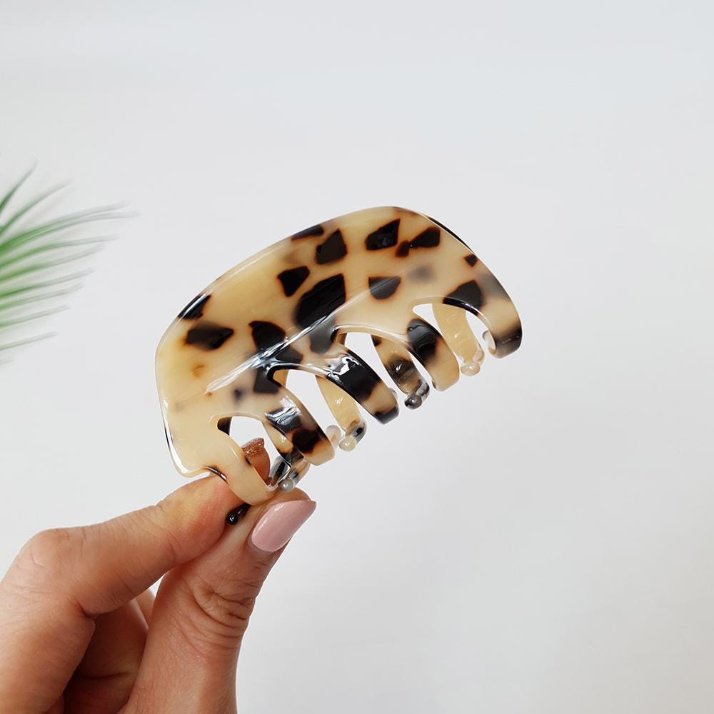 Tortoise Marble Lunar Medium Hair Clip / Luxurious Cellulose French Hair Pin / Hair Accessory for Woman / Large Hair Claw