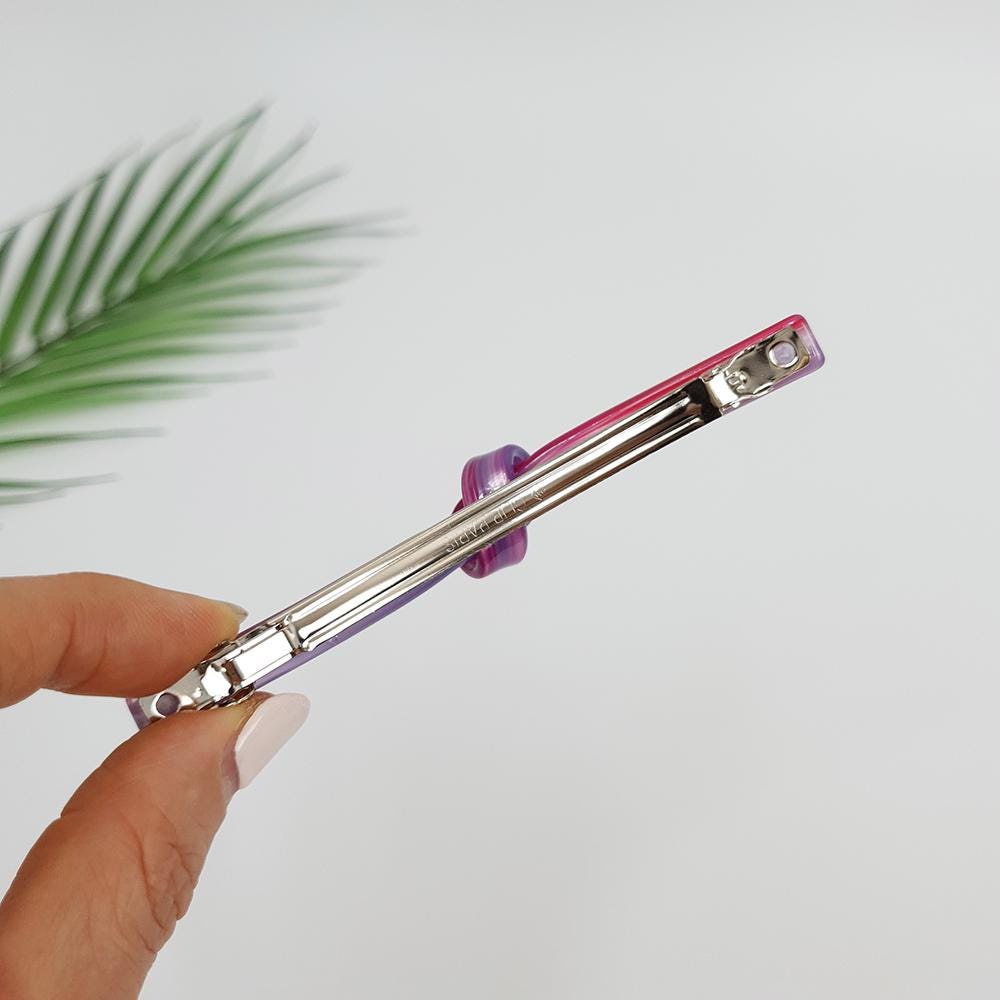 Tortoise Shell Twist Hair Barrette / Elegance French Hair Pin / Vintage Antique Hair Accessory for Woman / Automatic Hair Pin
