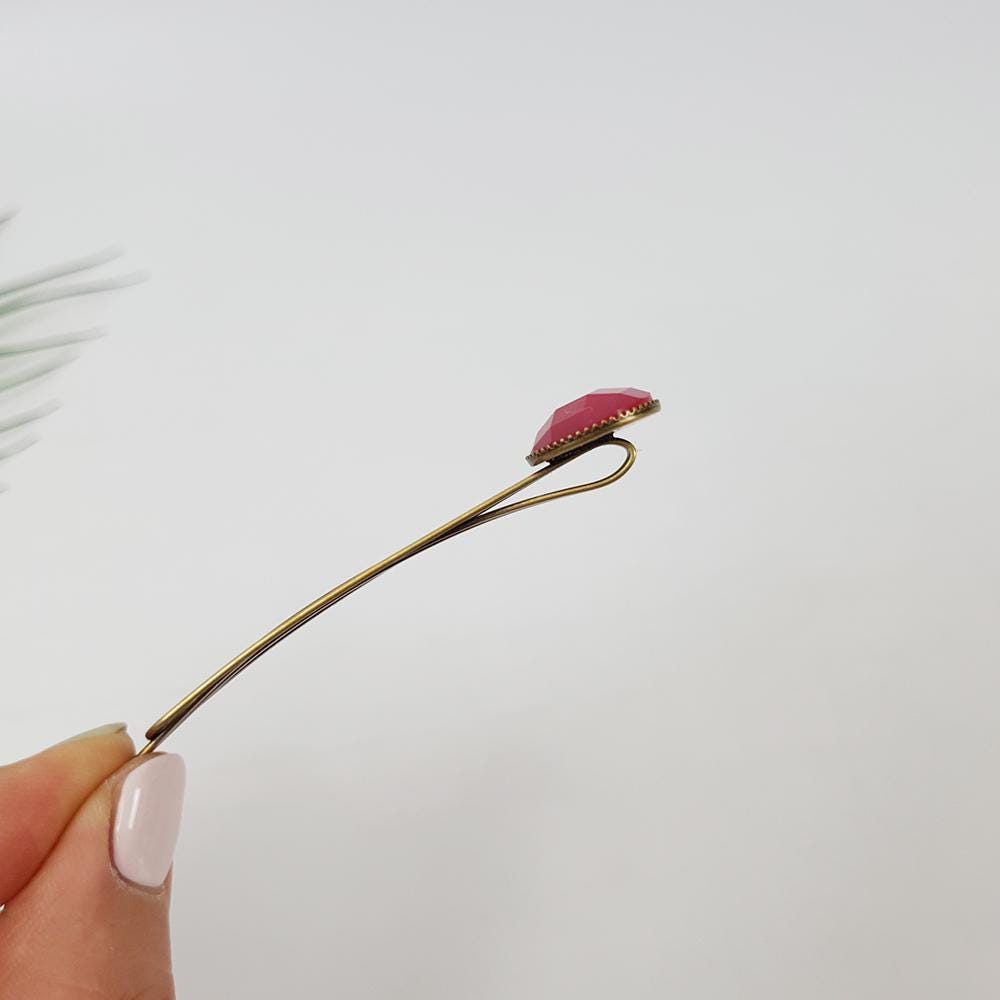 Circle Formica Small Hair Pin / Vintage Antique Three Line Hair Bobby Pin / Hair Accessory Pin for Woman / Snap Clip for Thin Hair