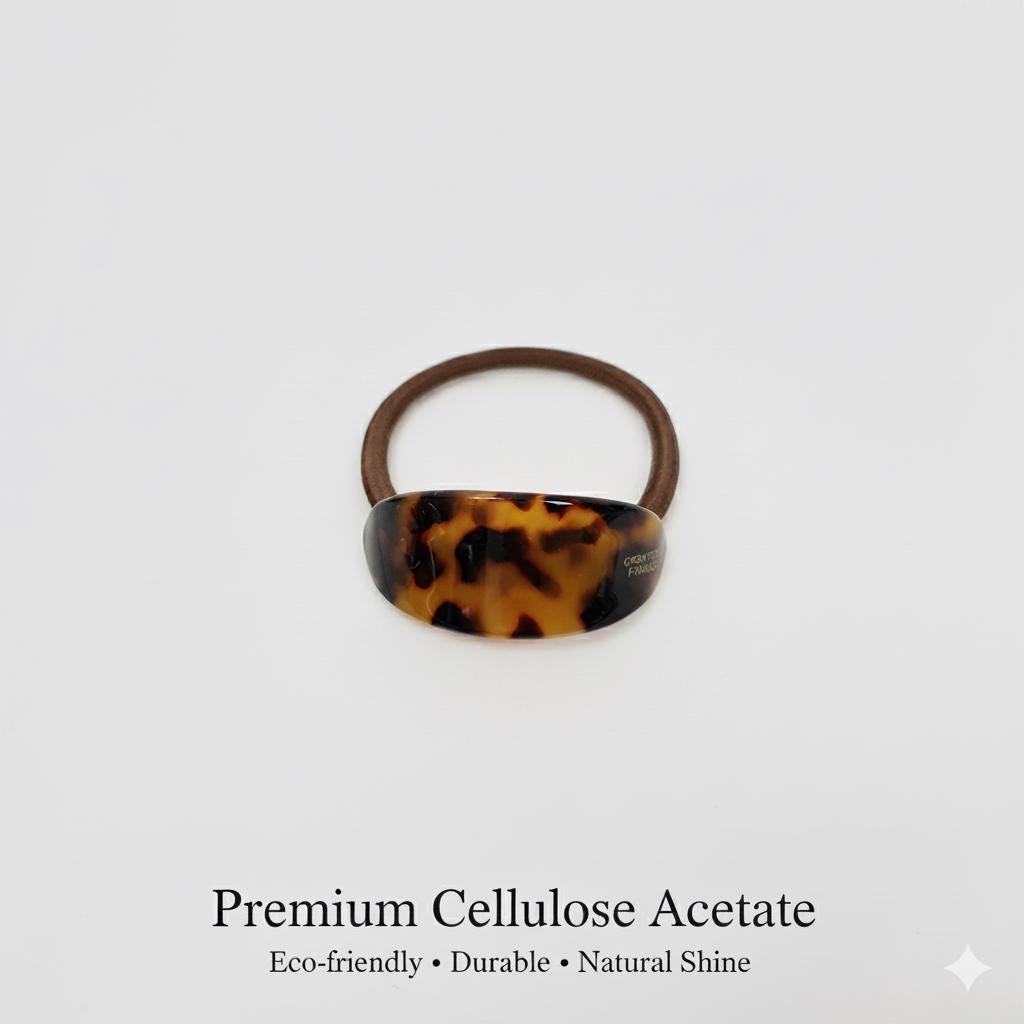 Leopard Pure Color Slim Oval Round Hair Tie / Simple Small Ponytail Holder / Hair Accessory for Woman / French Hair Pin