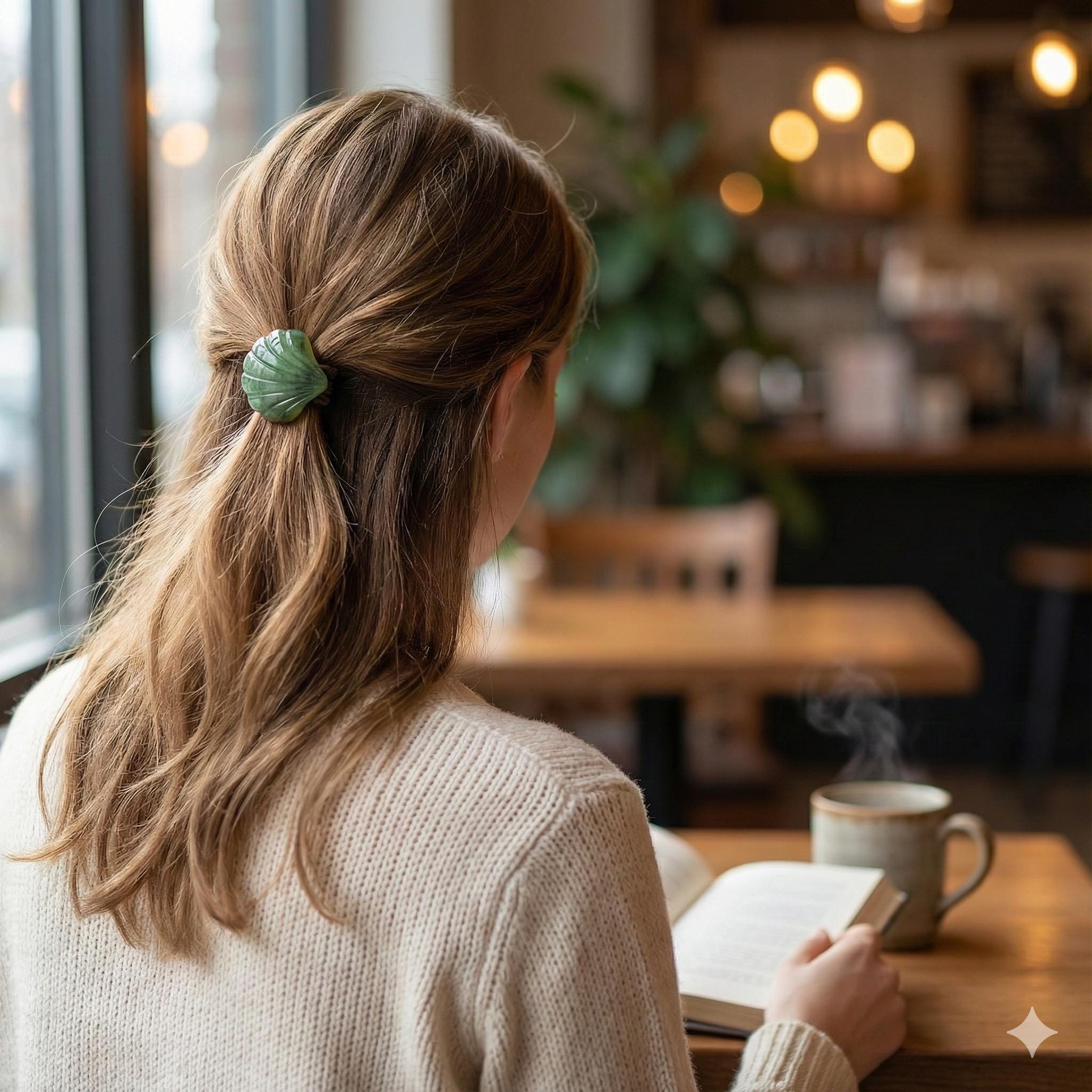 Velvet Aurora Mini Shell Ponytail Hair Tie (1.0 Inch) / Simple Cute Ponytail Holder / Hair Accessory for Woman / French Hair Tie
