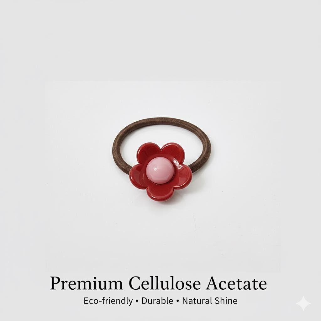 Cutie Flower Mini Hair Tie (1.0 Inch) / Simple Cute Ponytail Holder / Hair Accessory for Woman / French Hair Tie