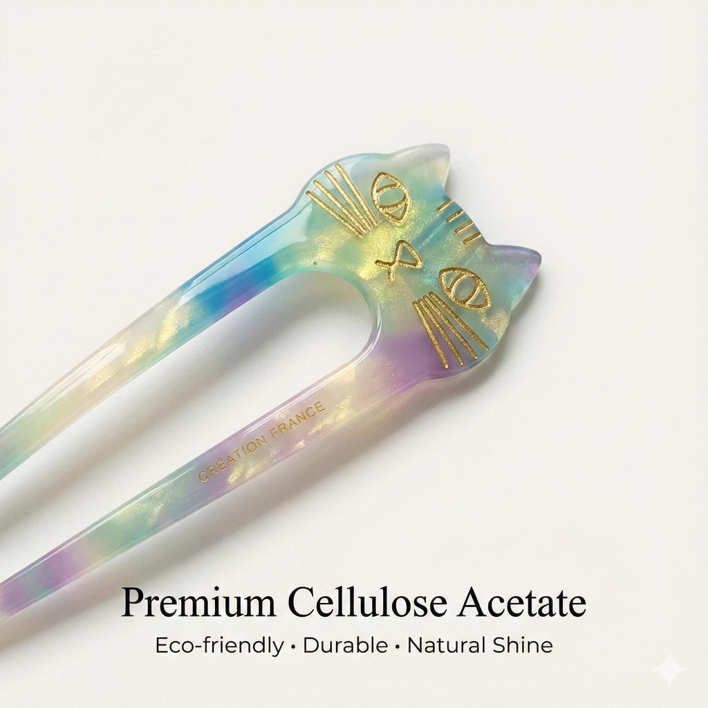 U Shape Cat Shape Big Size Hair Stick / Tortoise Shell French Hair Pin / Hair Fork for Thick Hair