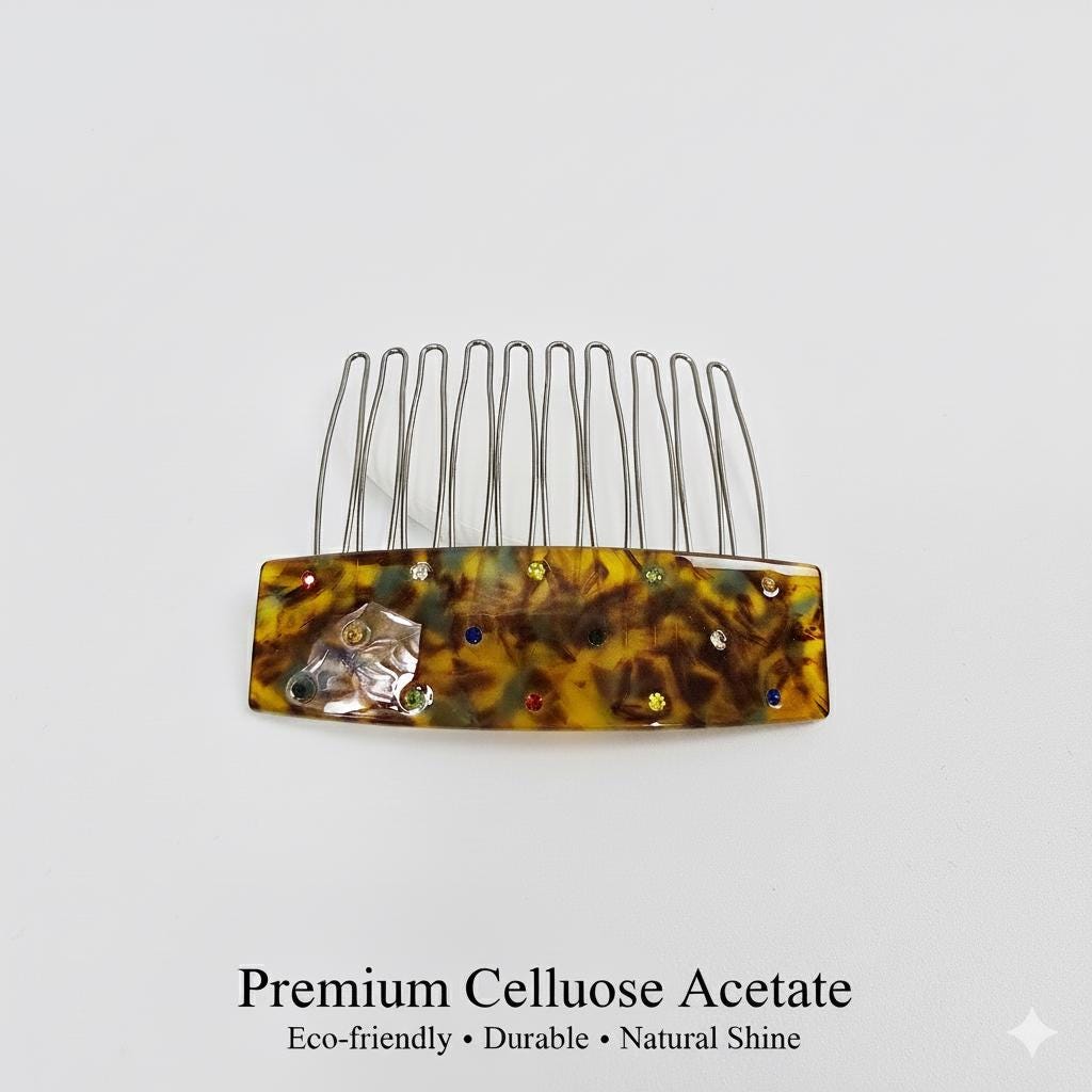 Lucie Cubic Point Non-Slip Hair Comb Pin (2.8 Inch) / Tortoise Shell Hair Pin / Hair Fork for Woman
