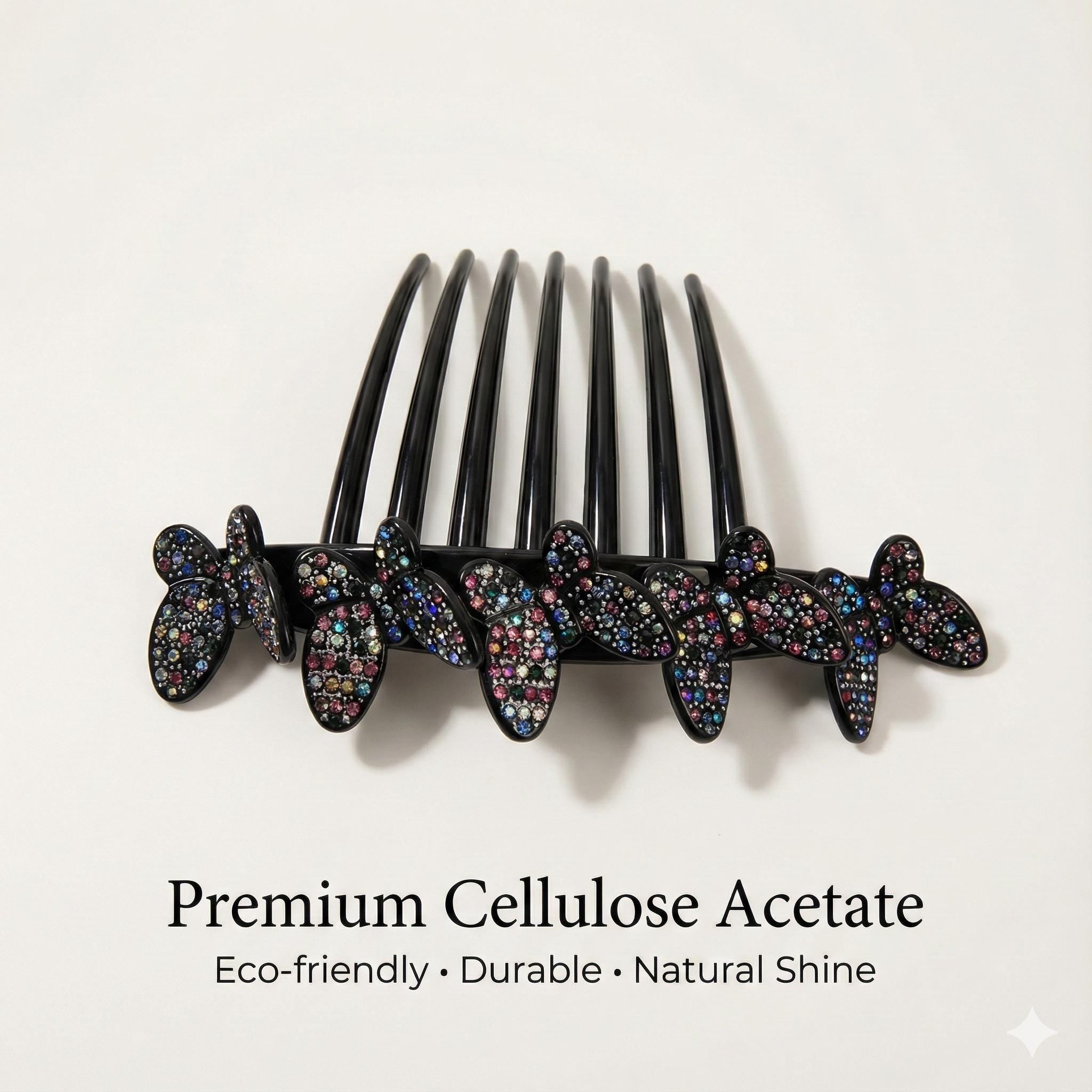 Dark Cubic Lovely Butterfly Non-slip Hair Comb Pin (4.7 Inch) / Luxurious French Hair Pin / Hair Fork for Woman