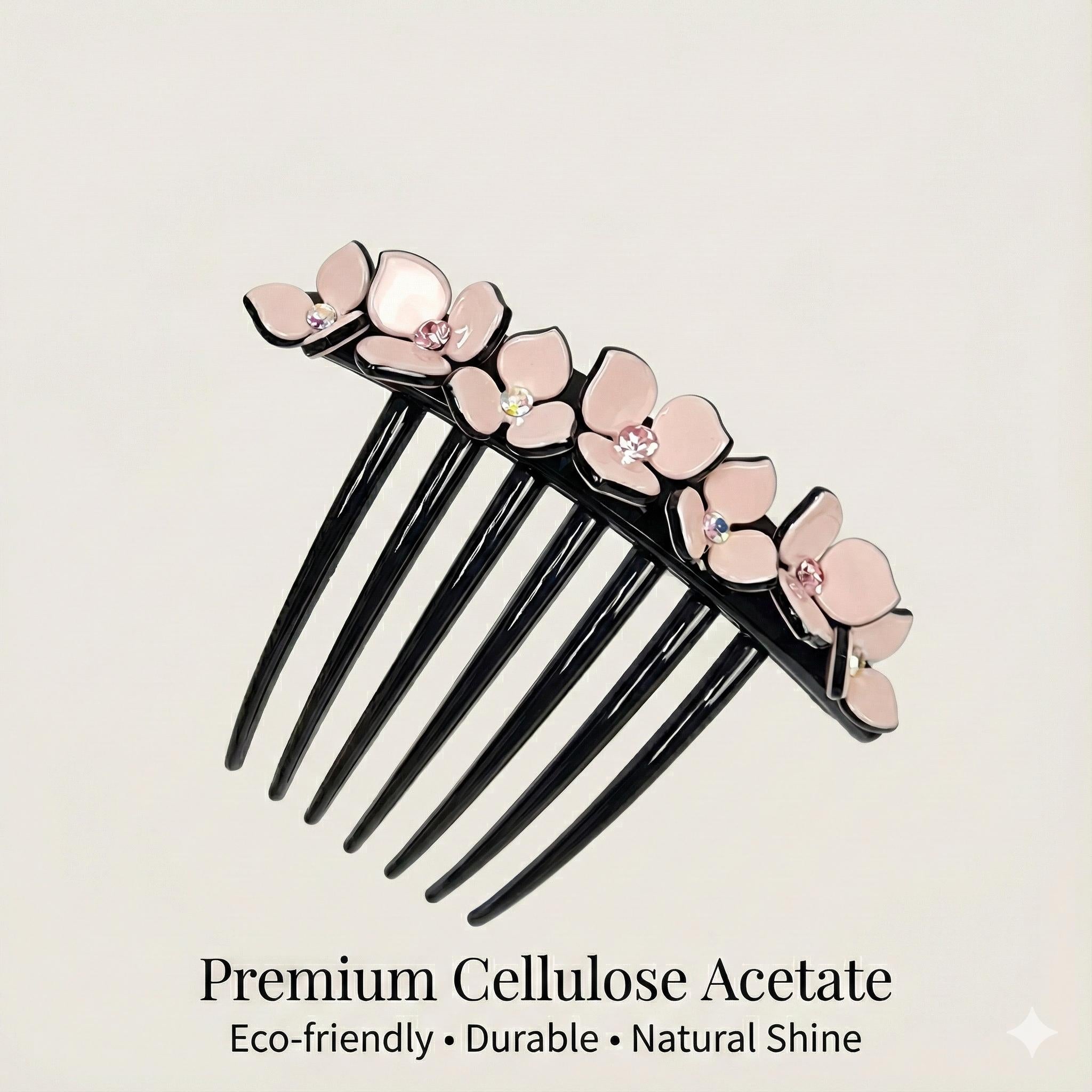 Long Leg Non-slip Hair Comb Pin with Cubic Stone (4.3 Inch) / Flower Hair Pin / Luxurious French Hair Pin / Hair Fork for Woman