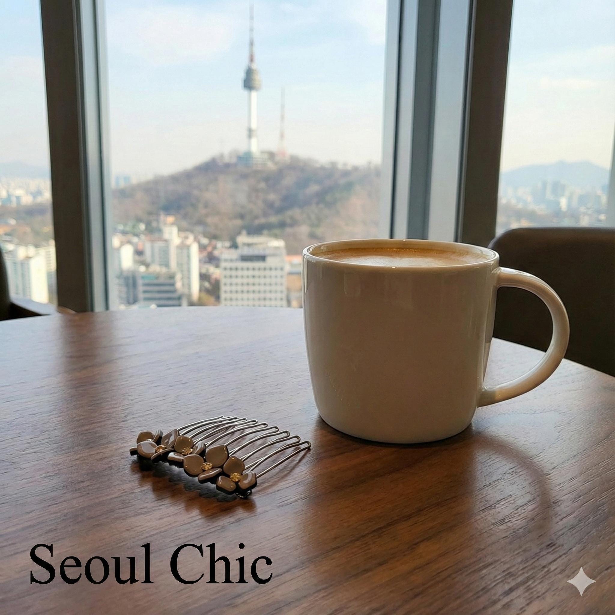 Pastel Color Flower Comb Pin with Cubic / Tortoise Shell Hair Pin / Hair Fork for Woman / Flower Hair Pin