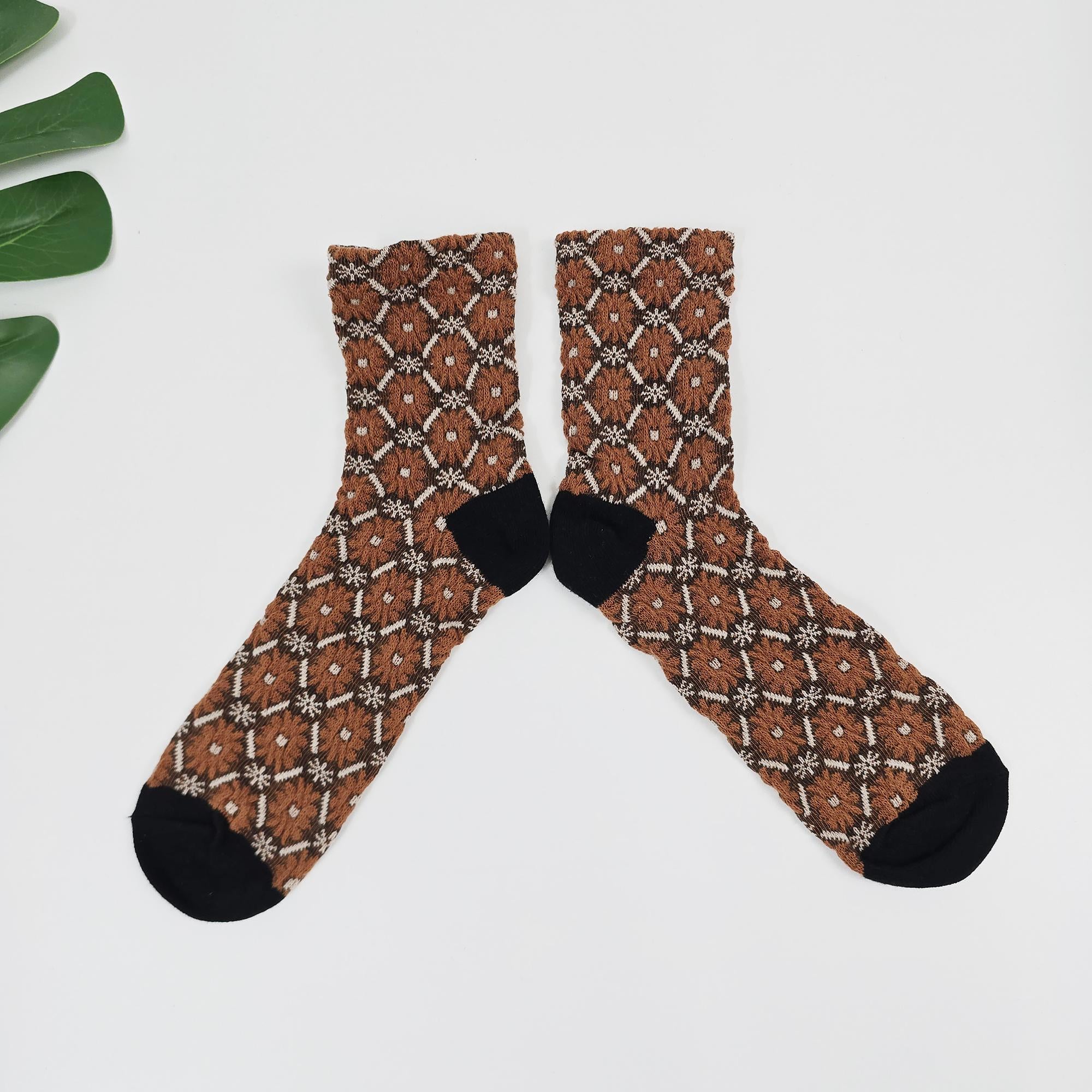 Embroidered Socks | Floral Cotton Crew Hosiery | Korean Socks | Cute Gift for Her