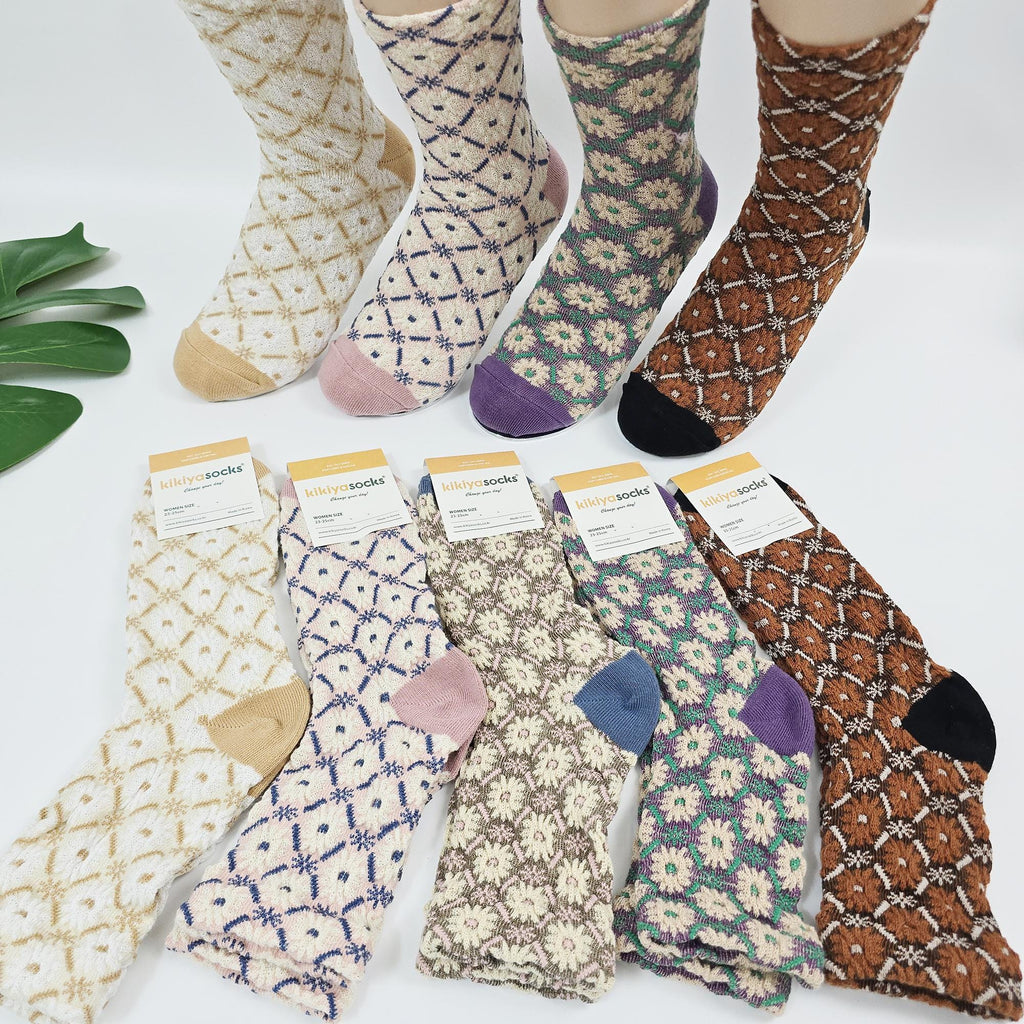 Embroidered Socks | Floral Cotton Crew Hosiery | Korean Socks | Cute Gift for Her