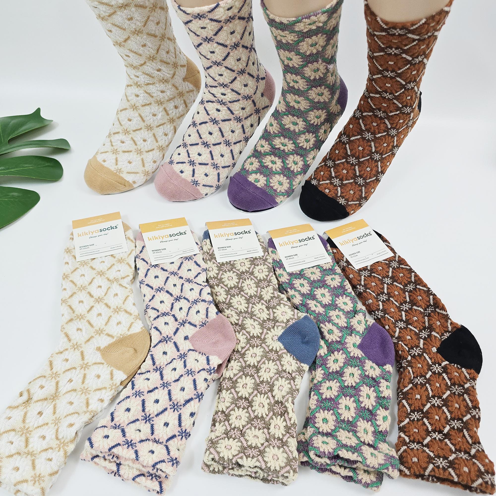 Embroidered Socks | Floral Cotton Crew Hosiery | Korean Socks | Cute Gift for Her