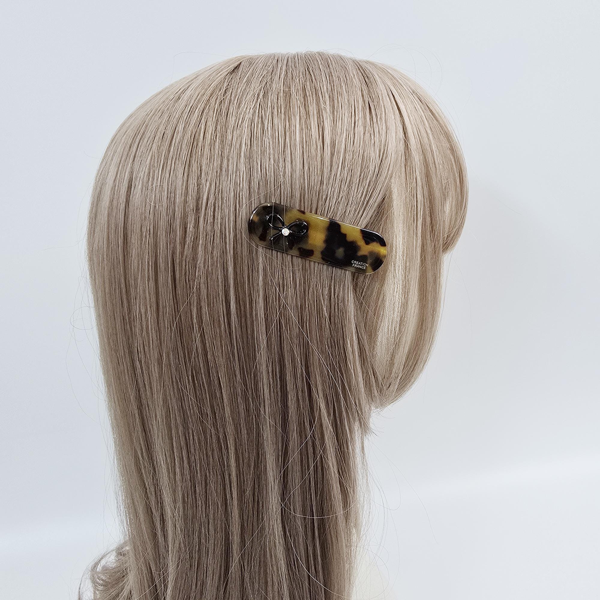 Acetate Mini Ribbon Clip (2.6 Inch) | French Pin | Korean Hair Pin | Tortoise Shell Barrette