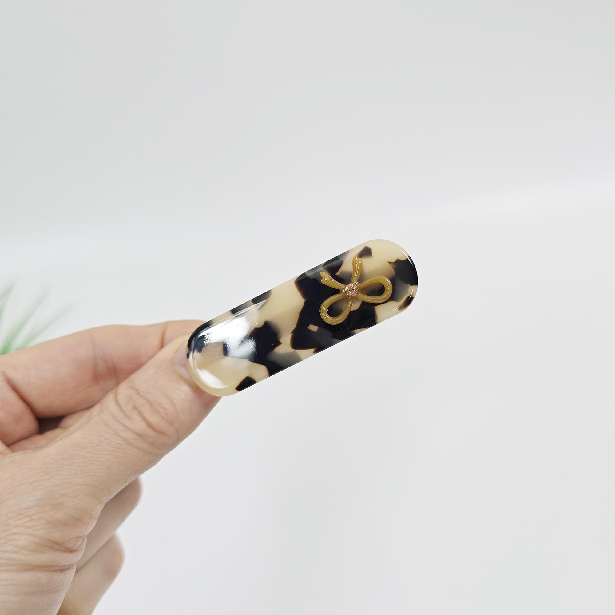 Acetate Mini Ribbon Clip (2.6 Inch) | French Pin | Korean Hair Pin | Tortoise Shell Barrette