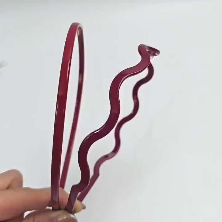 Red Thin Wave Headband (0.2 Inch) / Tortoise Shell French Hair Pin / Hair Accessory for Woman / Acrylic Alice Headband
