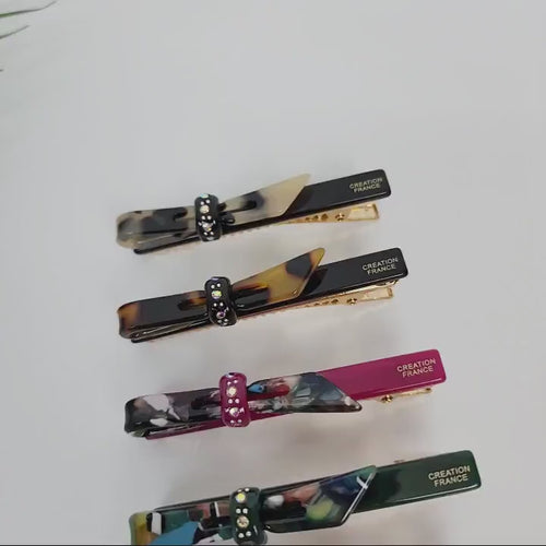 Cubic Point Mini Ribbon Hair Clip (2.6 Inch) / Small French Hair Pin / Alligator Clip for Woman