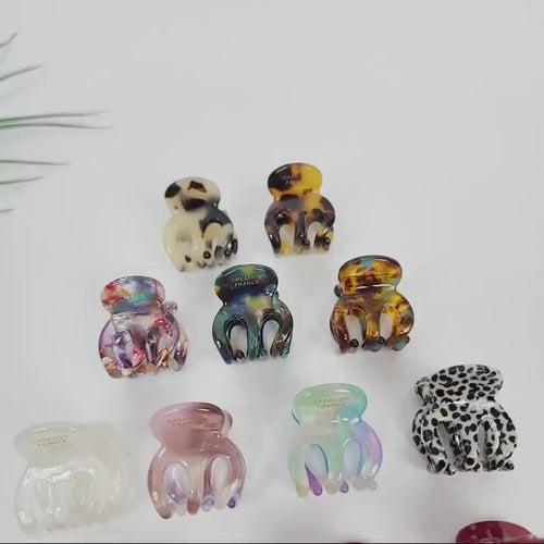 Cellulose Cutie Flower Hair Clips (1.2 Inch) / Cute Mini Hair Pin / Hair Accessory for Woman / Small Octopus Hair Clip