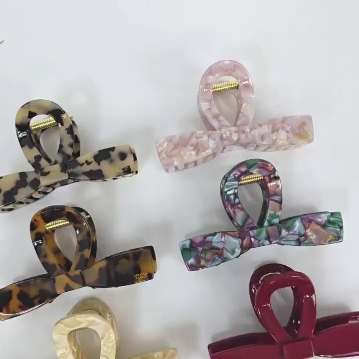 Bow Tie Straight Twist Updo Hair Claw Clip (4.1 Inch) / Elegance French Hair Pin / Hair Barrette for Woman