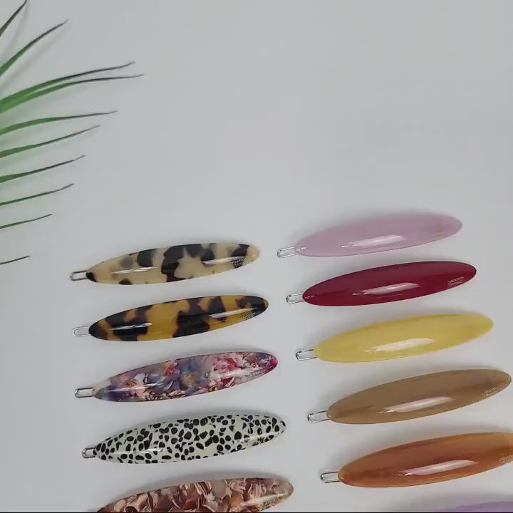 Leopard Oval Long Bobby Pin (2.8 Inch) / Pure Color Small French Hair Pin Pin / Tortoise Shell Snap Clip