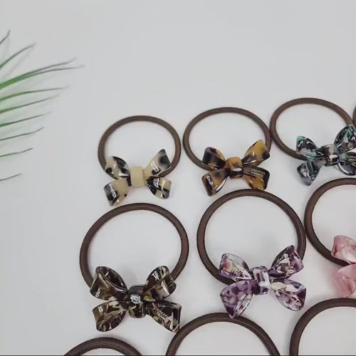 Tortoise Shell Art Butterfly Ribbon Hair Tie / Cute Point Ponytail Holder / Hair Accessory for Woman / French Hair Pin / Hair Scrunchy