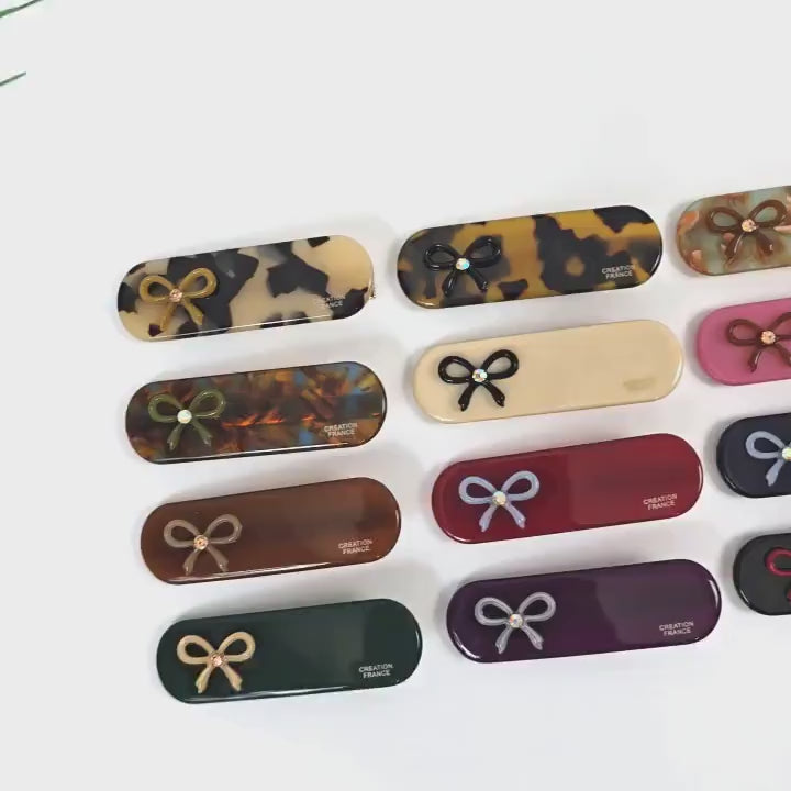 Acetate Mini Ribbon Clip (2.6 Inch) | French Pin | Korean Hair Pin | Tortoise Shell Barrette