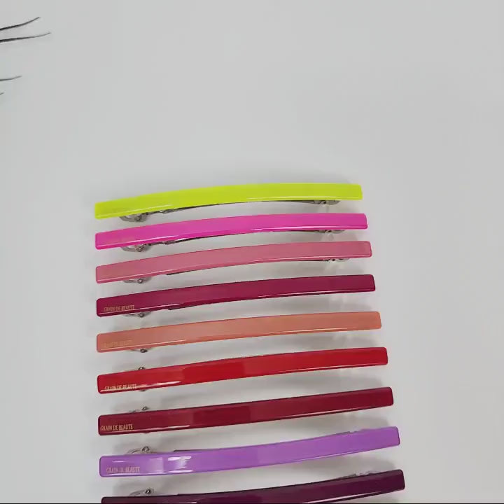 Slim Simple Line Hair Barrette (4.1 Inch) / Elegance Vivid Color Hair Pin / Hair Accessory for Woman / Automatic Hair Clip
