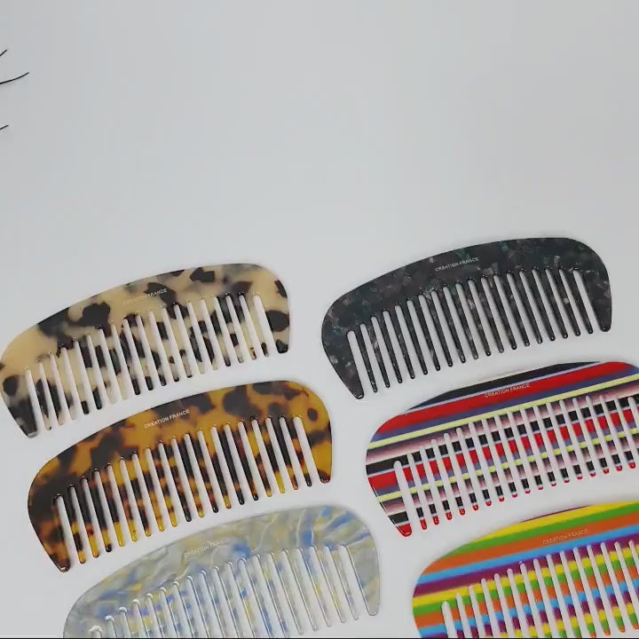 Leopard Marble Round Half Moon 4.3 Inch Hair Comb / Tortoise Shell Hair Comb Hair Brush / Hair Accessory for Woman