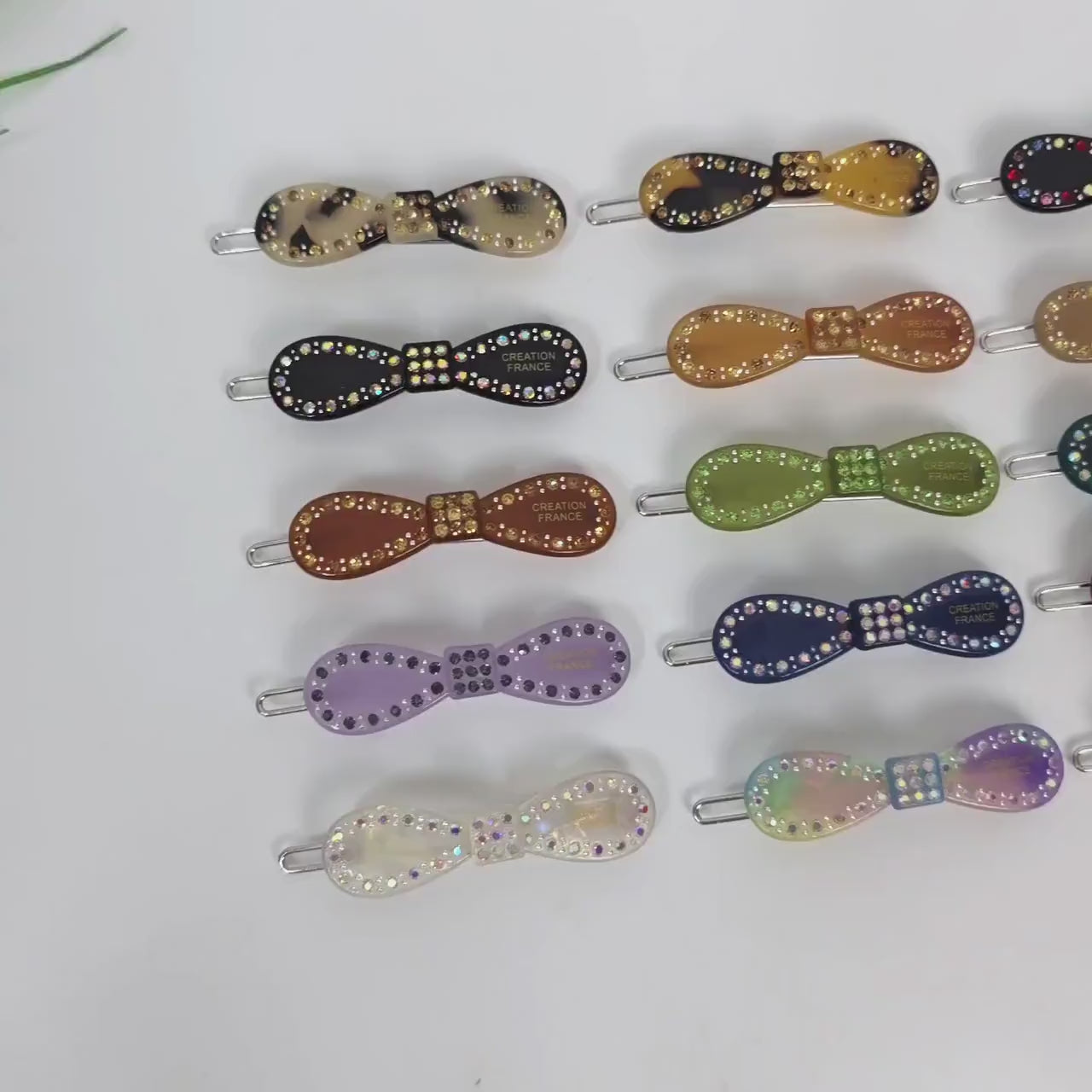 Claire Cubic Line Round Ribbon Bobby Pin (2.0 Inch) / Tortoise Marble French Hair Pin Clip / Hair Accessory for Woman / Bow Barrette