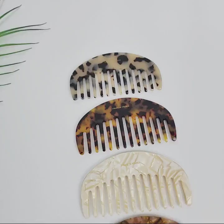 Tortoise Shell Half Moon Portable Hair Comb (4.0 Inch) / Curly Hair Comb Hair Brush / Hair Accessory for Woman