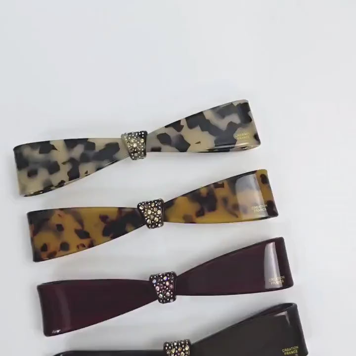 Cubic Glow Tie Hair Clip for Full or Half Updo (4.9 Inch) / Elegance French Hair Pin / Automatic Hair Clip