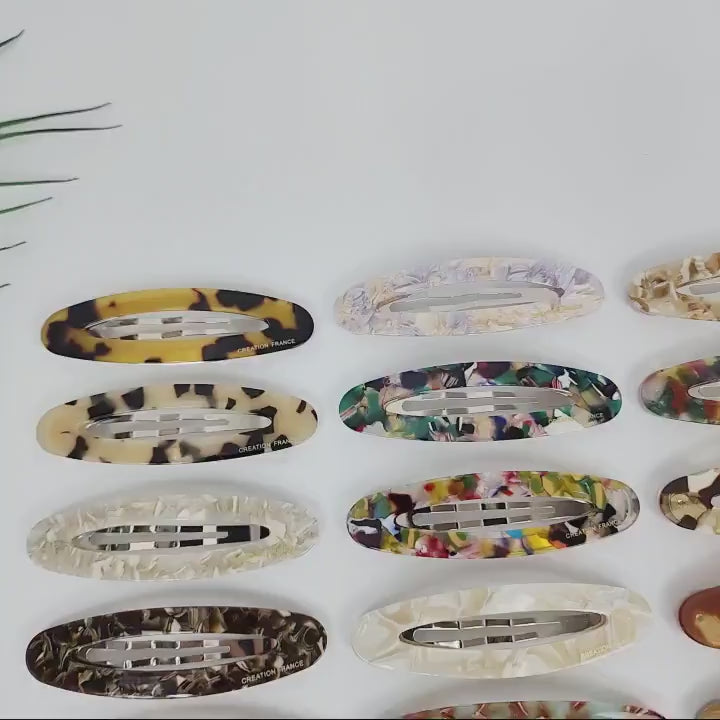 Tortoise Shell Aurora Long Oval Snap Clip (3.3 Inch) / French Hairgrip Barrette / French Hair Pin / Tic Tac Hair Clip Pin