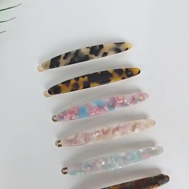 Luxurious Oval Hair Stick Hair Claw Clip (3.7 Inch) / Tortoise Shell French Hair Pin / Hair Accessory for Woman / Snap Clip for Thin Hair