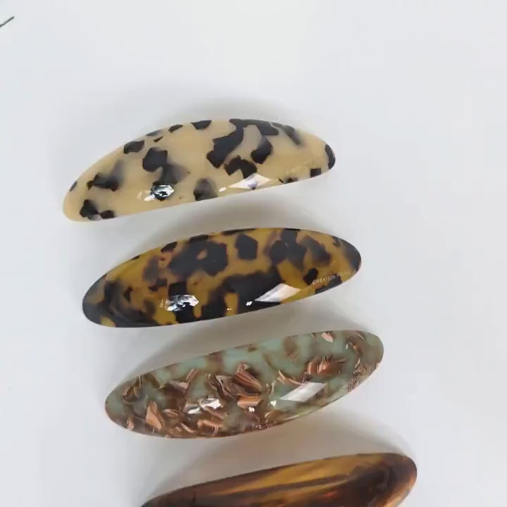Round Oval Curve Half Updo Barrette (3.7 Inch) / Elegance French Hair Pin / Automatic Hair Clip
