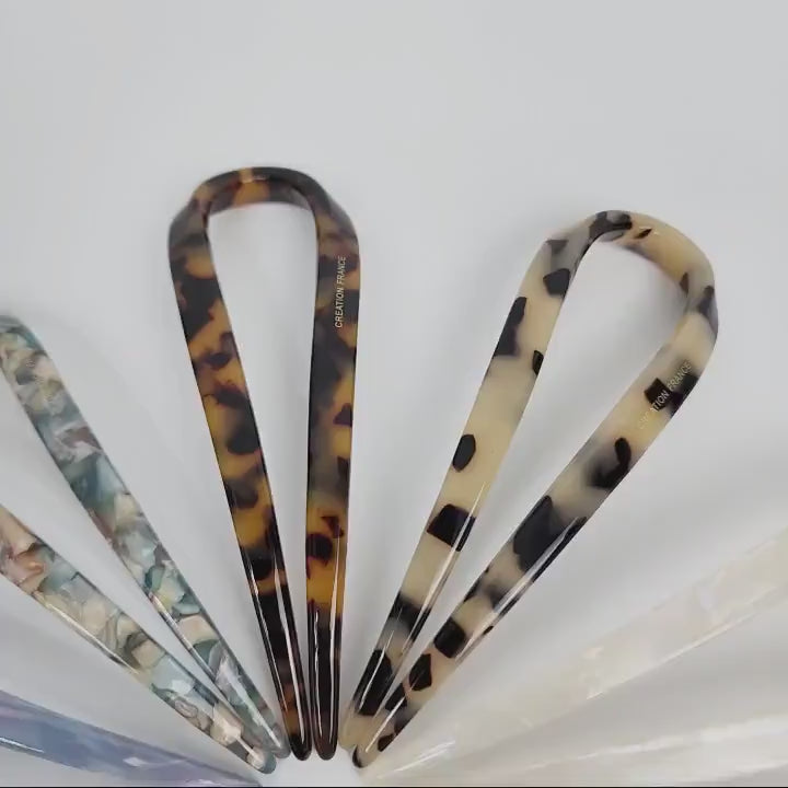 Water Drop U Shape Big Hair Stick / Tortoise Shell French Hair Pin / Hair Fork for Thick Hair