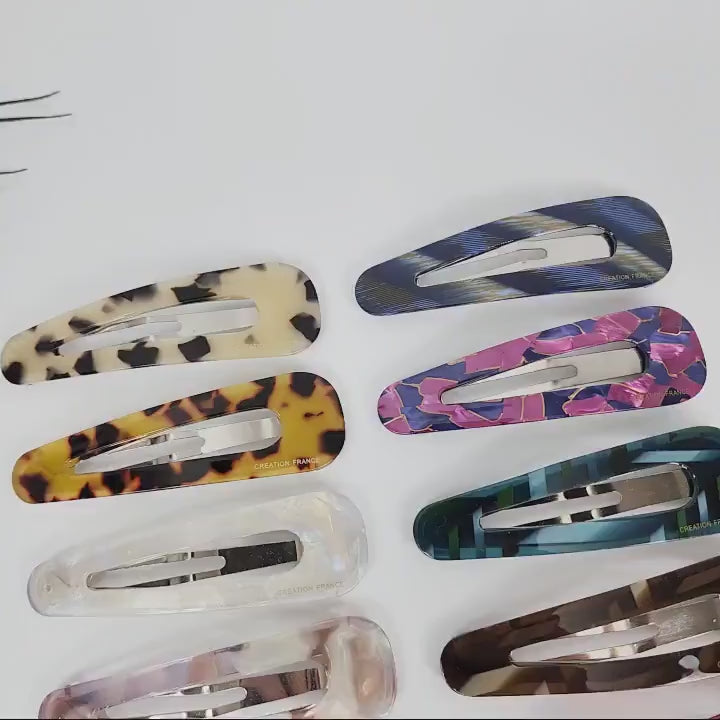 Leopard Aurora Triangle Big Snap Clip (3.7 Inch) / Tortoise Marble Hairgrip Barrette / Tic Tac Hair Clip Pin / French Hair Pin