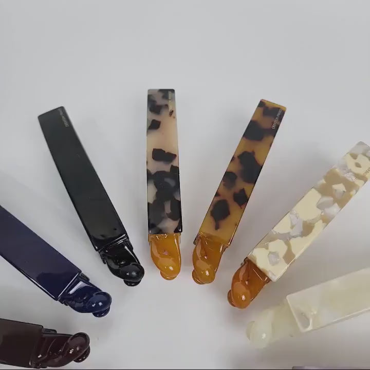 Leopard Long Square Banana Claw Clip / Simple French Hair Pin / Hair Comb Barrette for Woman