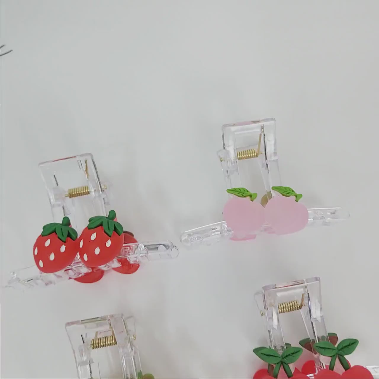 Refreshing Fruit Square Clip with Cubic (3.1 Inch) / Medium Size Hair Claw / Hair Barrette for Woman