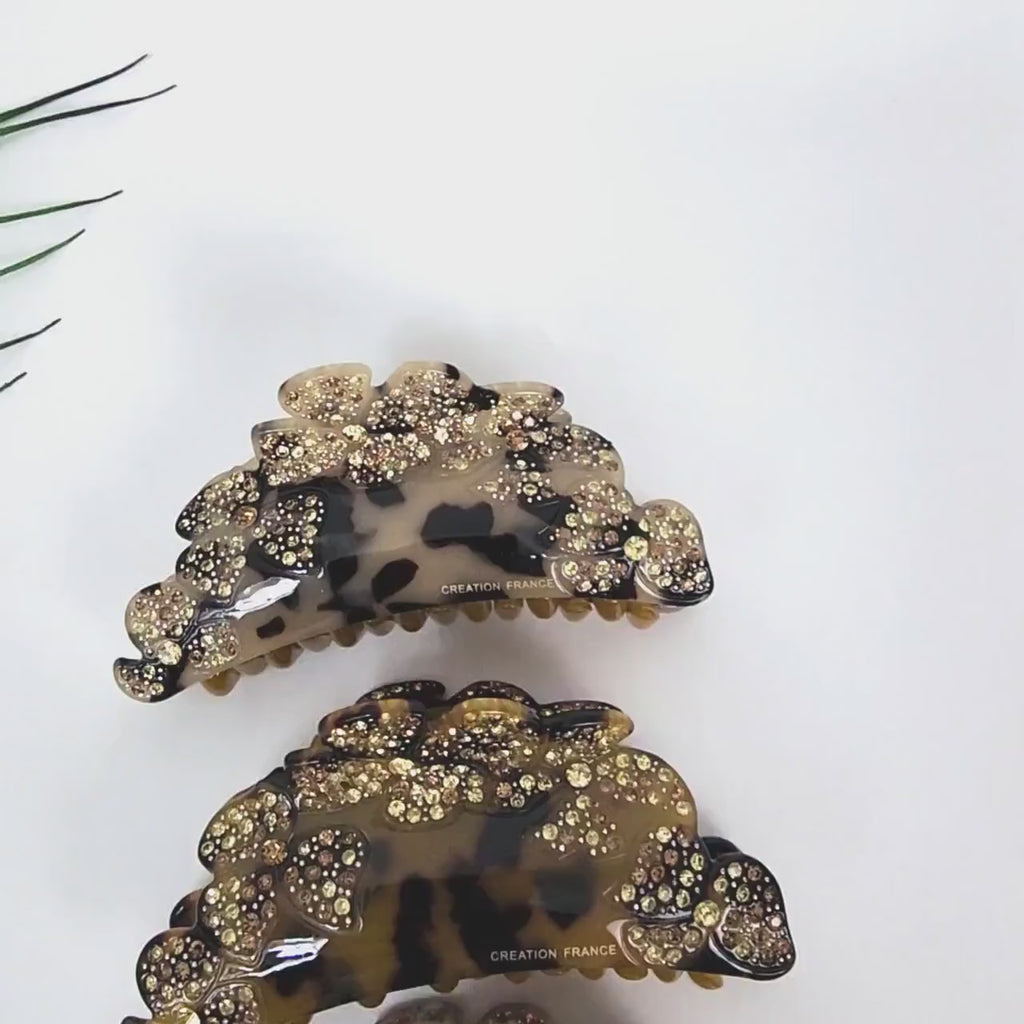 Luxurious Floral Hair Claw Clip with Cubic (4.0 Inch) / Elegance French Hair Pin / Hair Barrette for Woman