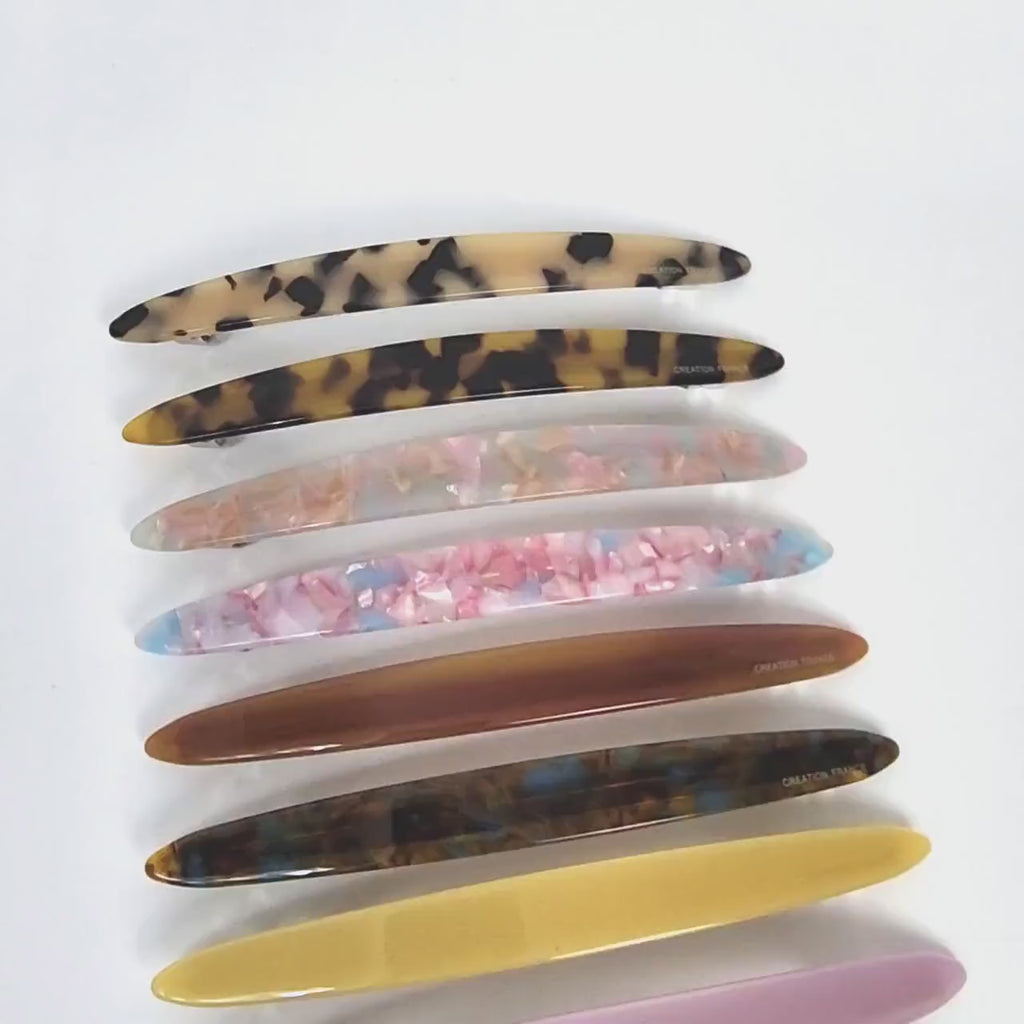 Leopard Long Oval Full Tie-Up Hair Barrette (5.1 Inch) / Cute French Hair Pin / Automatic Hair Clip