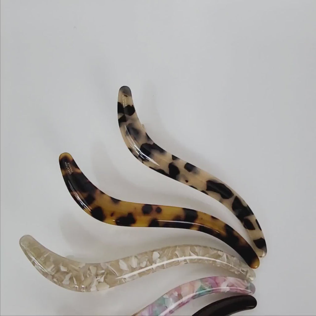 Leopard S-Line Long Hair Claw Clip / Cute French Hair Pin / Alligator Hair Clip for Woman / French Barrette for Girls
